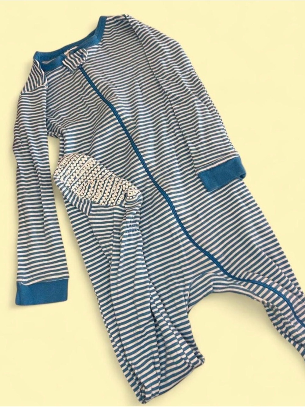 Gerber Blue and White Striped Zip One-Piece Bodysuit